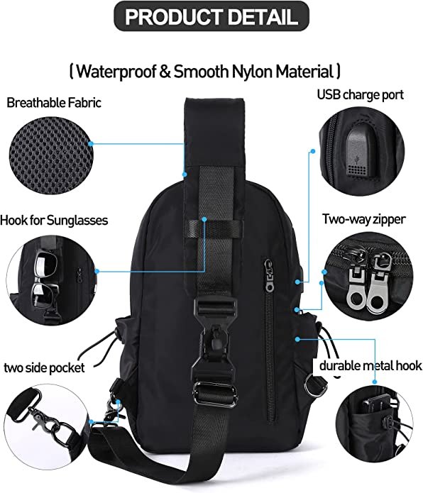 Sling Bag Crossbody Backpack Shoulder Bag for Men Women