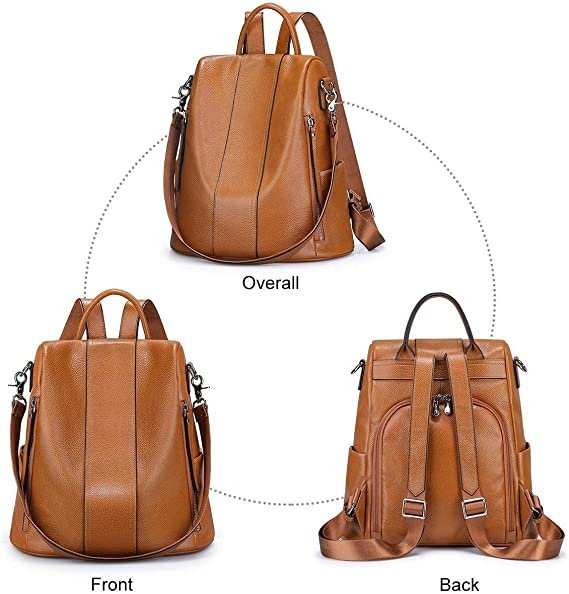 Women Soft Leather Backpack Antitheft Rucksack Ladies Shoulder Bag